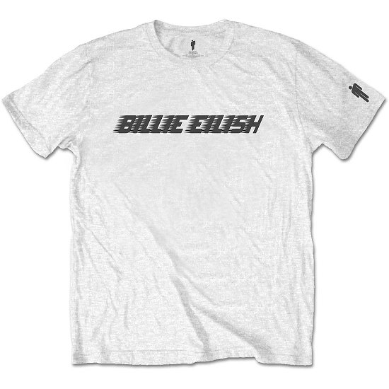 Black Racer Logo (7-8 Years) - Kids Tee - White With Sleeve Print - Billie Eilish - Merchandise -  - 5056368626036 - 