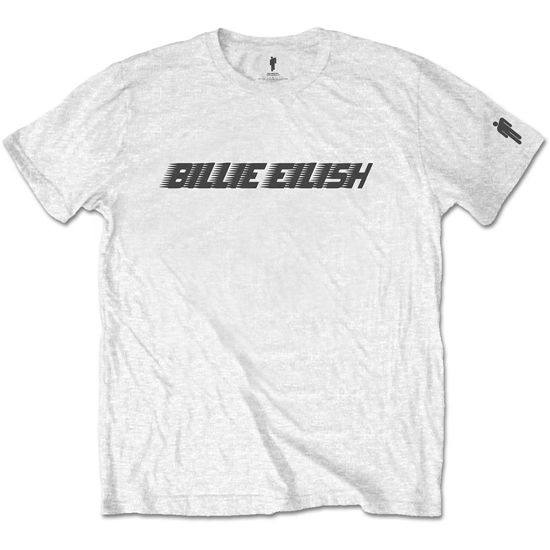 Cover for Billie Eilish · Black Racer Logo (7-8 Years) - Kids Tee - White With Sleeve Print (Klær) [size 7-8yrs] [White - Kids edition]