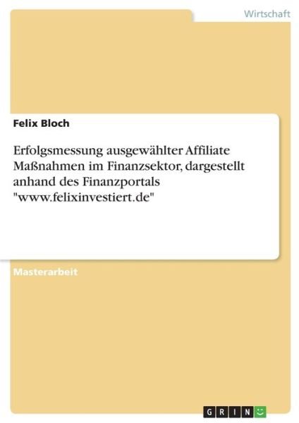 Cover for Bloch · Erfolgsmessung ausgewählter Affil (Book)