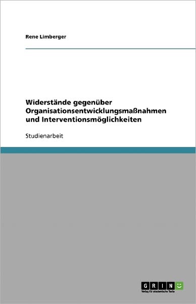 Cover for Limberger · Widerstände gegenüber Organis (Book) [German edition] (2007)
