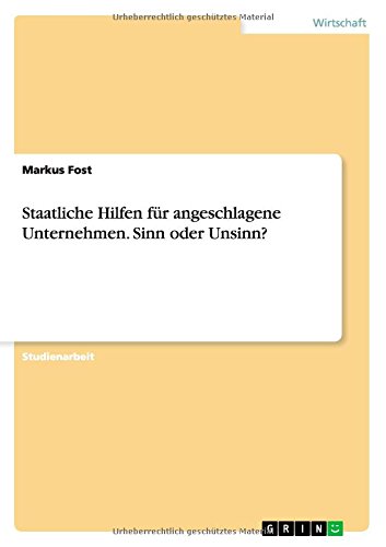 Cover for Fost · Staatliche Hilfen für angeschlagen (Book) [German edition] (2009)