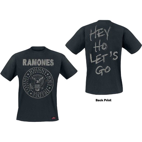 Ramones Unisex T-Shirt: Seal Hey Ho (Back Print) - Ramones - Marchandise -  - 5056170657037 - 