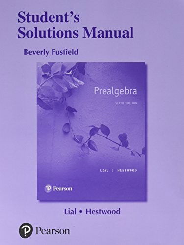 Cover for Margaret Lial · Student Solutions Manual for Prealgebra (Paperback Book) (2017)