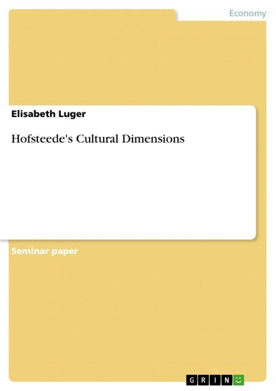 Cover for Luger · Hofsteede's Cultural Dimensions (Book) (2013)