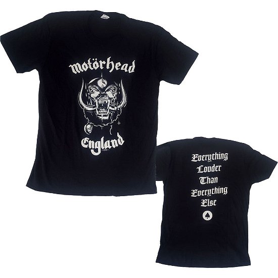Motorhead Unisex T-Shirt: England (Back Print) - Motörhead - Mercancía - ROFF - 5055295347038 - 27 de mayo de 2013