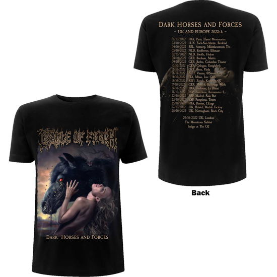 Cradle Of Filth Unisex T-Shirt: Dark Horses (Back Print) - Cradle Of Filth - Merchandise -  - 5056187759038 - 