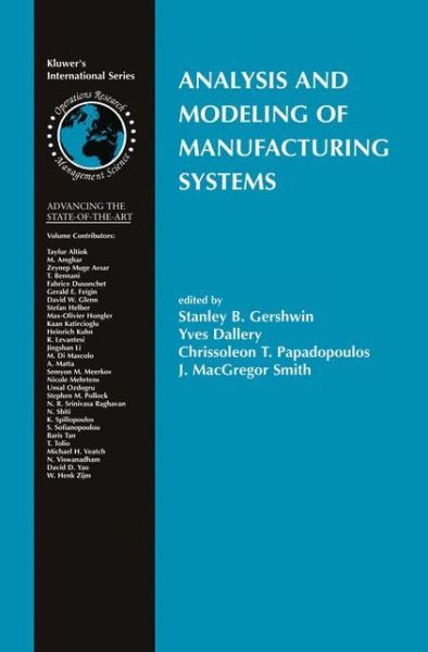 Cover for Stanley B Gershwin · Analysis and Modeling of Manufacturing Systems - International Series in Operations Research &amp; Management Science (Hardcover Book) [2003 edition] (2002)