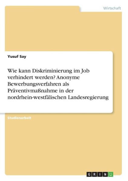 Cover for Say · Wie kann Diskriminierung im Job ver (Book)