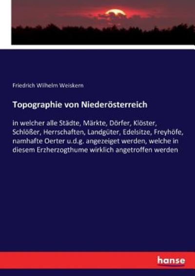 Cover for Weiskern · Topographie von Niederösterrei (Bog) (2020)