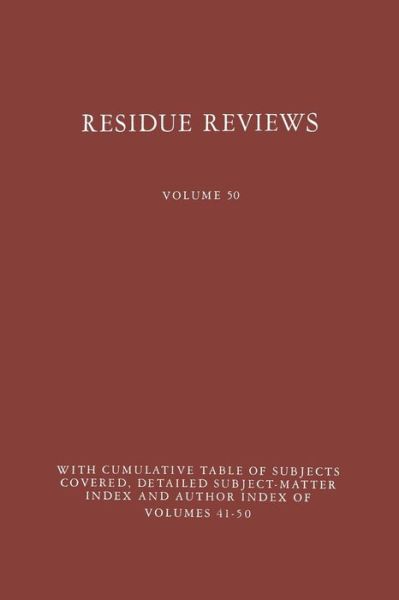 Cover for Francis A. Gunther · Residue Reviews - Reviews of Environmental Contamination and Toxicology (Paperback Bog) [Softcover reprint of the original 1st ed. 1974 edition] (2012)