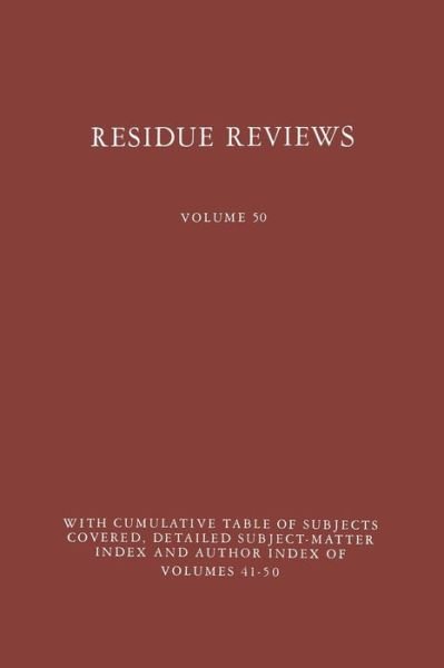 Cover for Francis A. Gunther · Residue Reviews - Reviews of Environmental Contamination and Toxicology (Pocketbok) [Softcover reprint of the original 1st ed. 1974 edition] (2012)