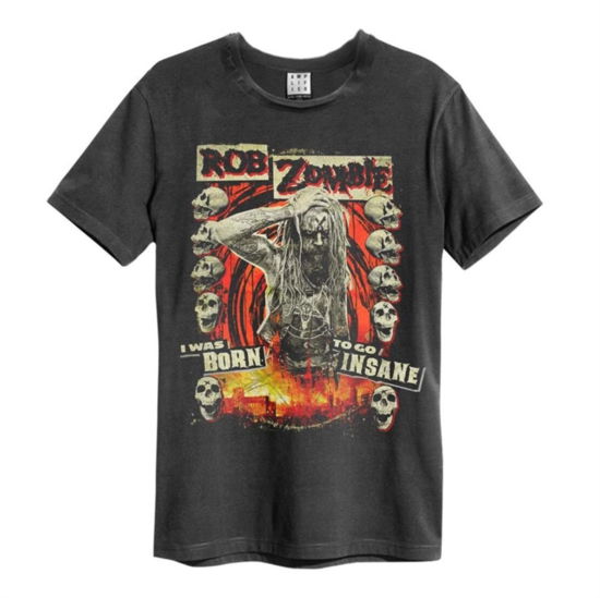 Rob Zombie - Born Insane Amplified Medium Vintage Charcoal T Shirt - Rob Zombie - Koopwaar - AMPLIFIED - 5054488307040 - 