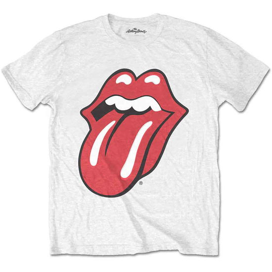 The Rolling Stones Unisex T-Shirt: Classic Tongue (White) (Soft Hand Inks) - The Rolling Stones - Produtos - Bravado - 5056170600040 - 5 de maio de 2017
