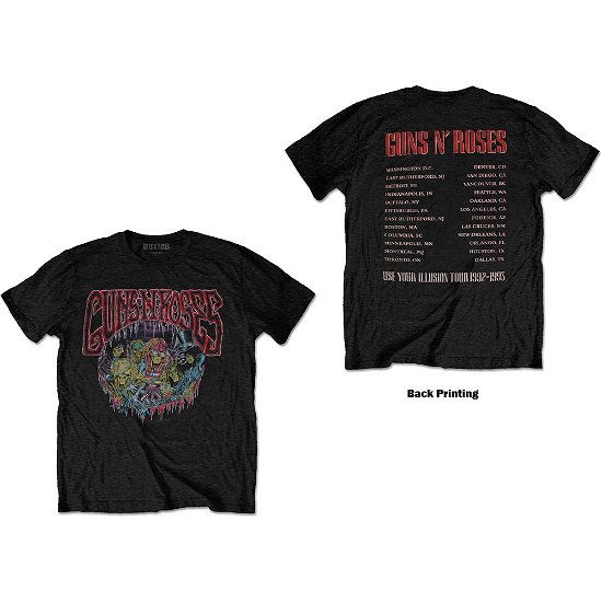 Guns N' Roses Unisex T-Shirt: Illusion Tour (Back Print) - Guns N Roses - Merchandise -  - 5056368630040 - 