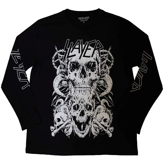 Slayer Unisex Long Sleeve T-Shirt: White Skulls (Sleeve Print) - Slayer - Produtos -  - 5056737207040 - 