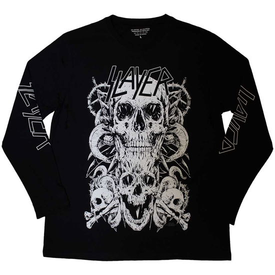 Slayer Unisex Long Sleeve T-Shirt: White Skulls (Sleeve Print) - Slayer - Koopwaar -  - 5056737207040 - 