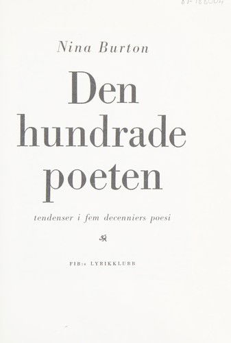 Cover for Nina Burton · Fib Års 88: Den hundrade poeten (Bound Book) (1998)