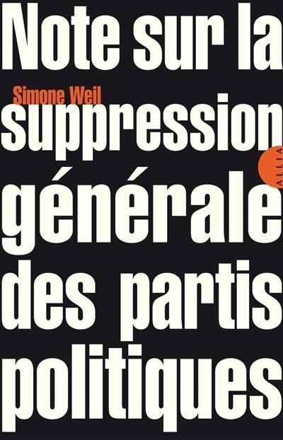 Cover for Simone Weil · Note sur la suppression generale des partis politiques (Paperback Book) (2017)