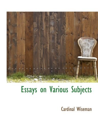 Cover for Cardinal Wiseman · Essays on Various Subjects (Innbunden bok) (2009)