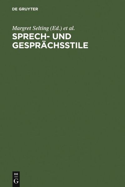 Cover for Barbara Sandig · Sprech- und Gesprächsstile (Book) (1997)