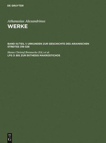 Cover for Athanasius · Werke.3/2/2 Urkun.Arian.2 (Book) [German, 3 edition] (2007)