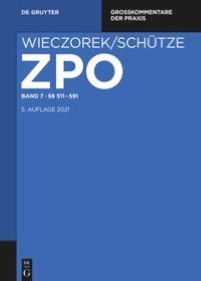 Cover for Wolfgang Büscher · §§ 511-591 (Book) (2021)