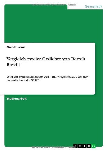 Cover for Lenz · Vergleich zweier Gedichte von Bert (Book) [German edition] (2011)