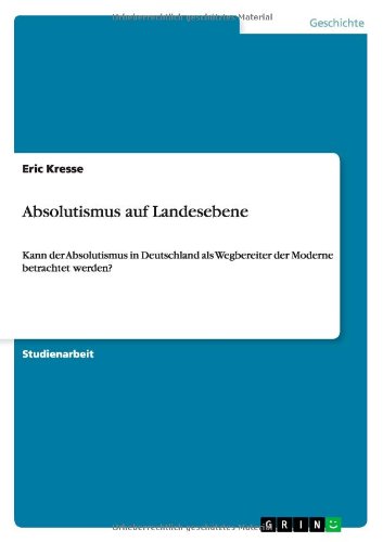 Cover for Kresse · Absolutismus auf Landesebene (Book) [German edition] (2013)