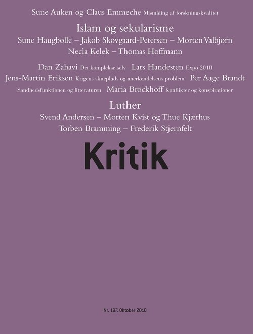 Cover for Frederik Stjernfelt; Lasse Horne Kjældgaard · Kritik, 43. årgang, nr. 197 (Hæftet bog) [1. udgave] (2010)