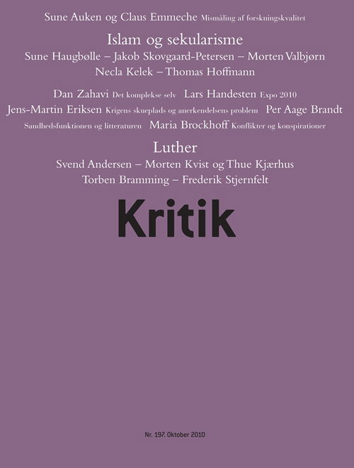 Cover for Frederik Stjernfelt; Lasse Horne Kjældgaard · Kritik, 43. årgang, nr. 197 (Taschenbuch) [1. Ausgabe] (2010)