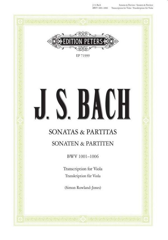 Cover for Johann Sebasti Bach · Sonatas and Partitas for Violin Solo BWV 1001-1006 (Transcribed for Viola) (Sheet music) (2017)