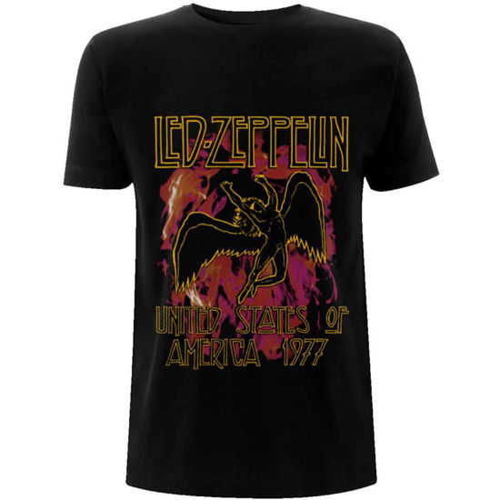 Led Zeppelin Unisex T-Shirt: Black Flames - Led Zeppelin - Koopwaar -  - 5056187724043 - 