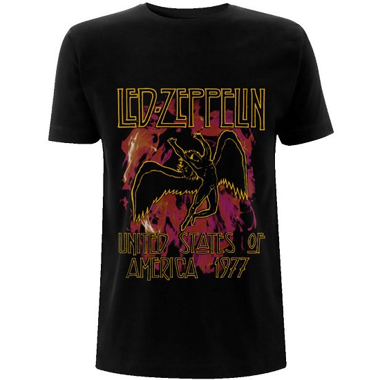 Cover for Led Zeppelin · Led Zeppelin Unisex T-Shirt: Black Flames (T-shirt) [size S] [Black - Unisex edition]