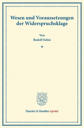 Cover for Sohm · Wesen und Voraussetzungen der Wide (Book) (2014)