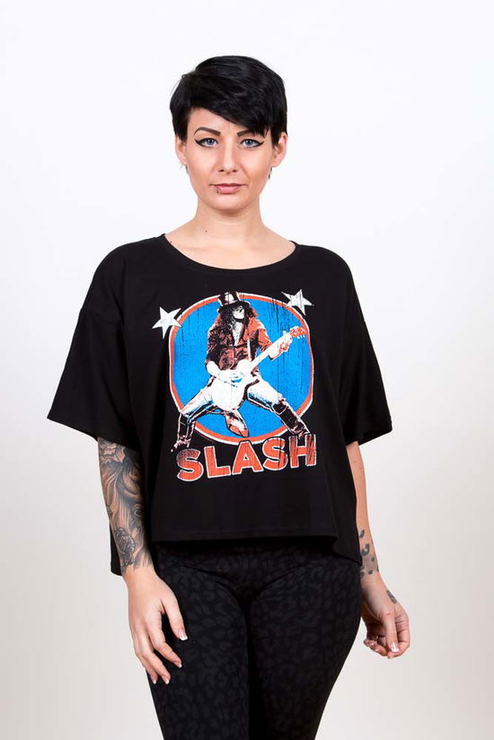 Cover for Slash · Slash Ladies T-Shirt: Stars (Boxy Style / Illuminous Print) (MERCH) [size L] [Black - Ladies edition] (2015)