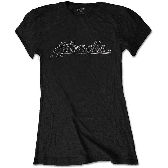 Cover for Blondie · Blondie Ladies Embellished T-Shirt: Logo (Diamante) (T-shirt) [size S] [Black - Ladies edition]