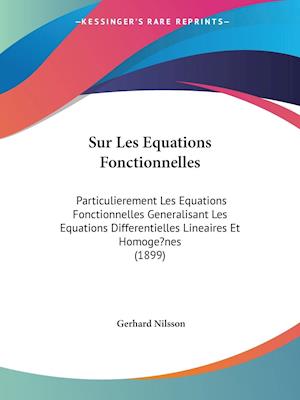 Cover for Gerhard Nilsson · Sur Les Equations Fonctionnelles (Paperback Book) (2009)