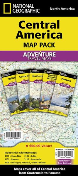 Cover for National Geographic Maps - Adventure · Central America, Map Pack Bundle: Travel Maps International Adventure / Destination Map (Map) [2015th edition] (2022)