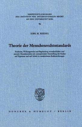 Cover for Riedel · Theorie der Menschenrechtsstanda (Bok) (1986)