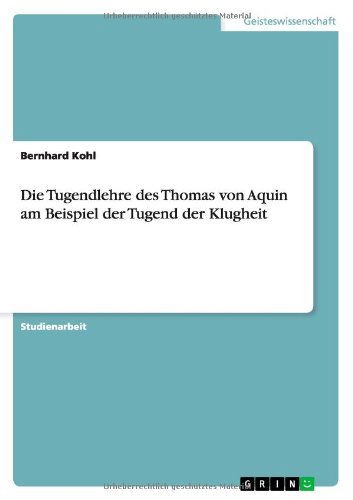 Cover for Kohl · Die Tugendlehre des Thomas von Aqu (Book) [German edition] (2013)