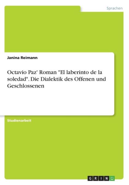 Cover for Reimann · Octavio Paz' Roman &quot;El laberint (Bok) (2016)