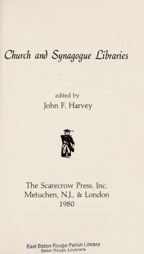 Cover for Harvey · Church &amp; Synagogue Libraries CB (Book) (1980)