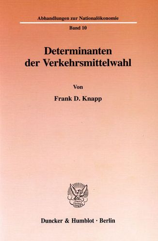 Cover for Knapp · Determinanten der Verkehrsmittelw (Book) (1998)