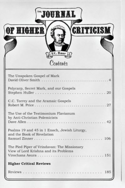 The Journal of Higher Criticism Volume 16 Number 1 - Robert M Price - Books - Independently Published - 9798732215045 - April 2, 2021