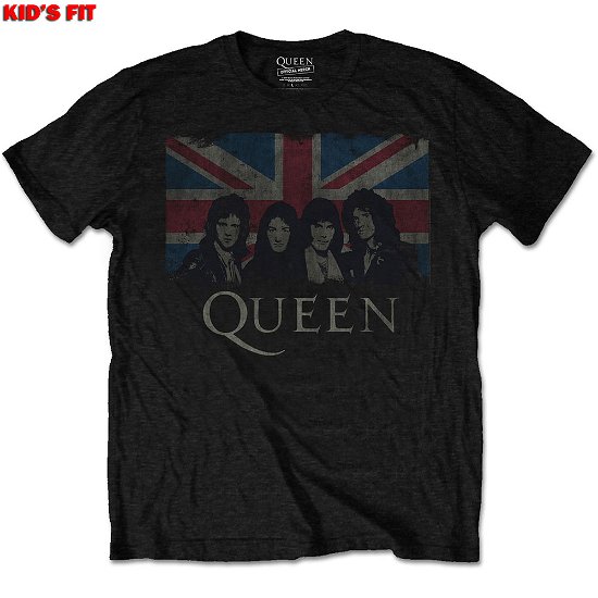 Cover for Queen · Queen Kids T-Shirt: Vintage Union Jack (1-2 Years) (T-shirt) [size 1-2yrs] [Black - Kids edition]