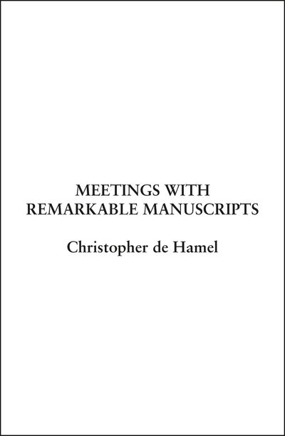 Cover for Hamel · Meetings with Remarkable Manuscri (Book) (2016)