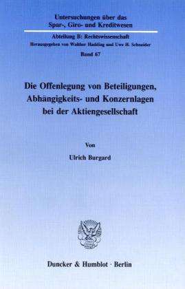 Cover for Burgard · Die Offenlegung von Beteiligung (Book) (1991)