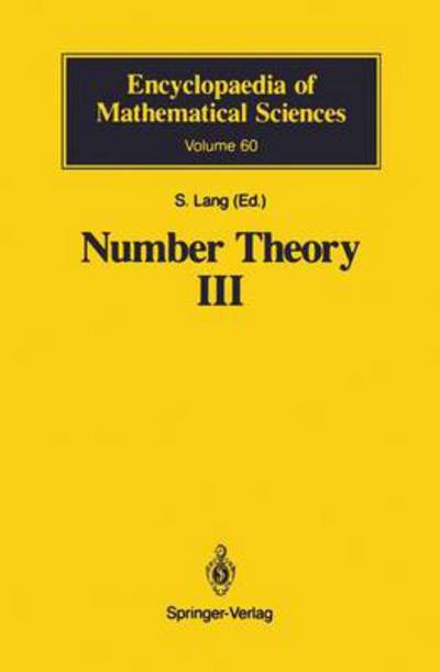 Cover for Serge Lang · Number Theory III: Diophantine Geometry - Encyclopaedia of Mathematical Sciences (Hardcover Book) [1991 edition] (1991)