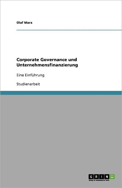 Cover for Marx · Corporate Governance und Unternehm (Book) [German edition] (2013)