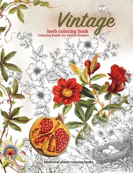 Cover for Living Art Vintage · Vintage Herb coloring book, Coloring books for adults flowers, Medicinal plants coloring books: Vintage plants &amp; medicinal herbs plant coloring book. grayscale coloring books for adults (Paperback Book) (2020)